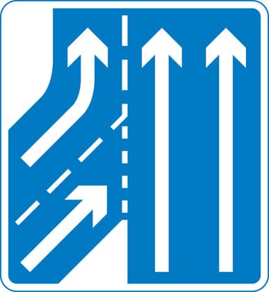 Additional traffic joining from left ahead. Traffic on main carriageway has priority over joining traffic from right hand lane of slip road - Image 1