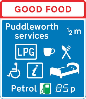 Motorway service area sign showing the operator’s name - Image 1