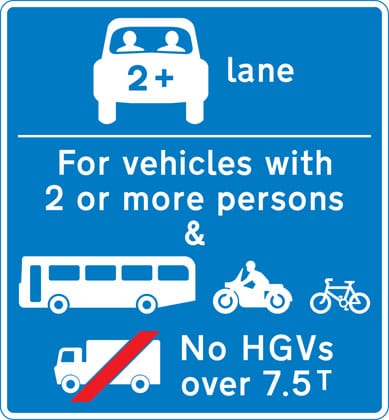 Vehicles permitted to use an HOV lane ahead - Image 1