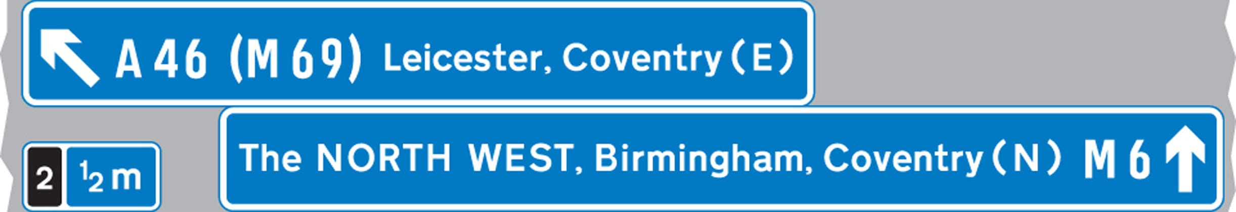 The panel with the inclined arrow indicates the destinations which can be reached by leaving the motorway at the next junction - Image 1