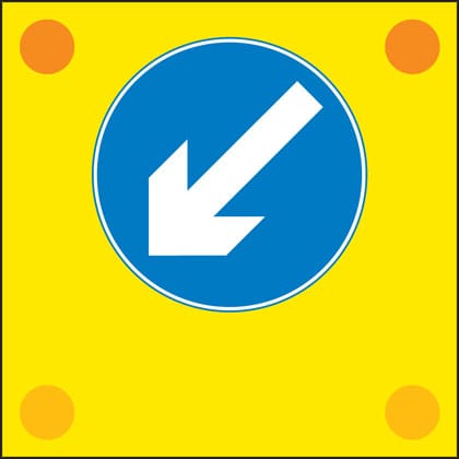 Slow-moving or stationary works vehicle blocking a traffic lane. Pass in the direction shown by the arrow. - Image 1