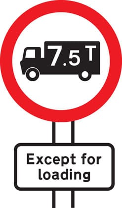 No goods vehicles over maximum gross weight shown (in tonnes) except for loading and unloading - Image 1