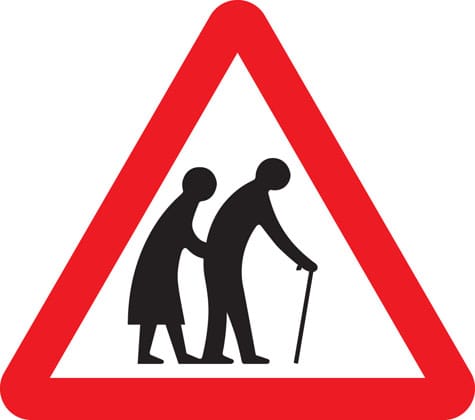 Frail (or blind or disabled if shown) pedestrians likely to cross road ahead - Image 1
