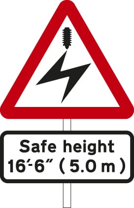 Overhead electric cable; plate indicates maximum height of vehicles which can pass safely - Image 1